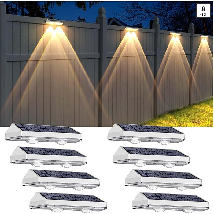 Solar Fence Lights Outdoor - 2700/4000/6000K 3 Modes, IP65 Waterproof Fence Solar Lights Outdoor,... | Amazon (US)