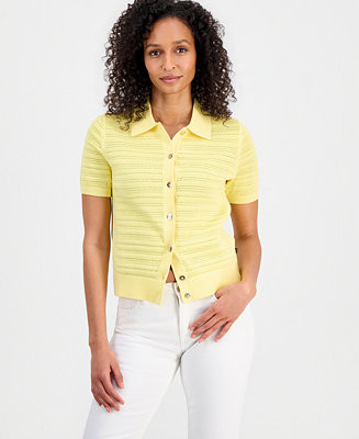 Nautica Women's Pointelle Knit Cardigan Polo Sweater - Macy's | Macy's