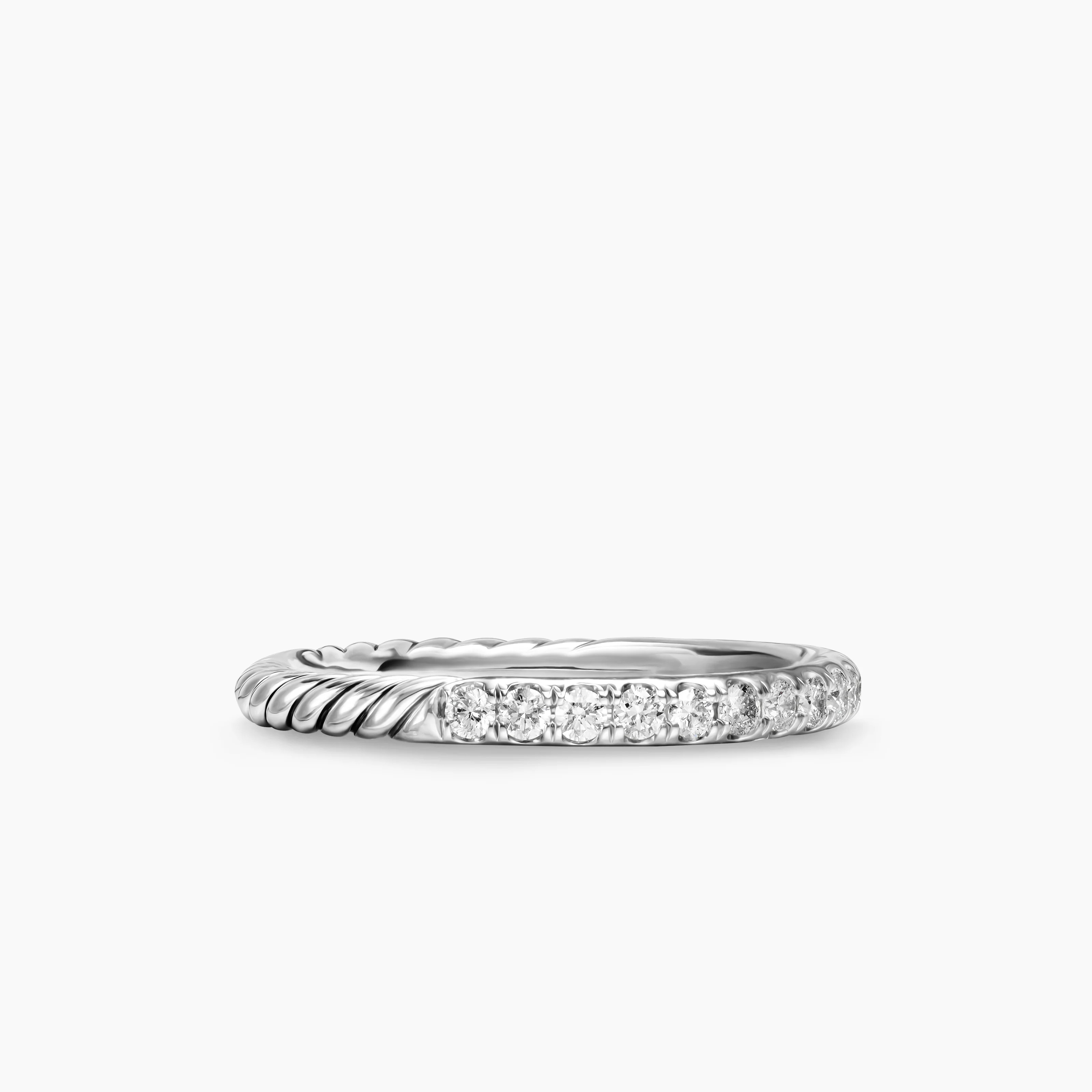 David Yurman | Cable Collectibles Stack Ring in Sterling Silver with Diamonds, 2mm | David Yurman