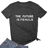 MAXTREE Women Graphic T Shirts The Future is Female Tees Gray X-Large | Amazon (US)