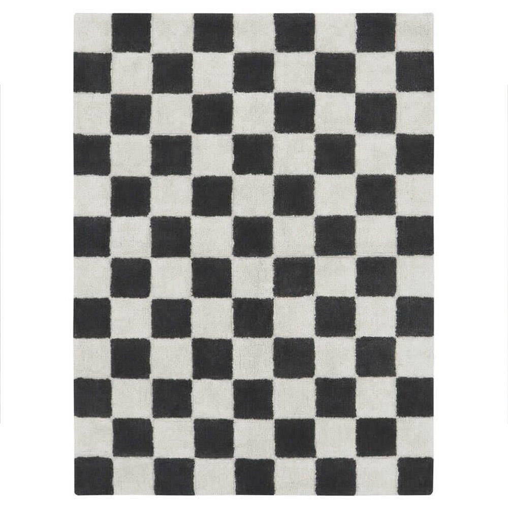 Lorena Canals Kitchen Tiles Grey Cotton Kids Washable Patterned Rug - 4'x5'3" | Kathy Kuo Home