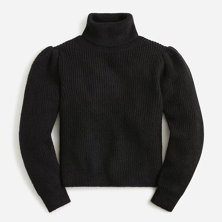 Cropped puff-sleeve turtleneck sweater | J.Crew US