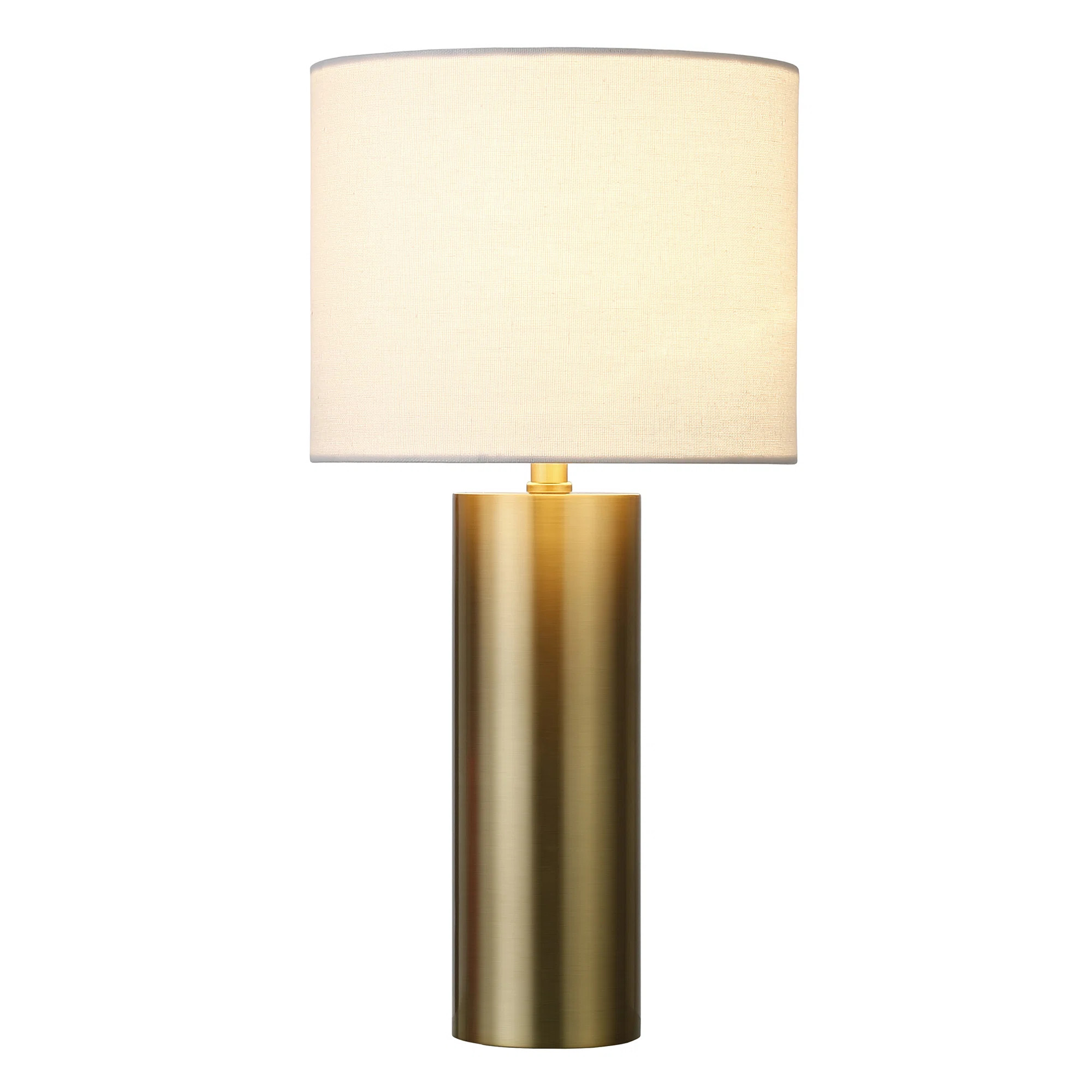 York 16" Tall Mini Lamp with Fabric Shade in Brass/White | Wayfair North America