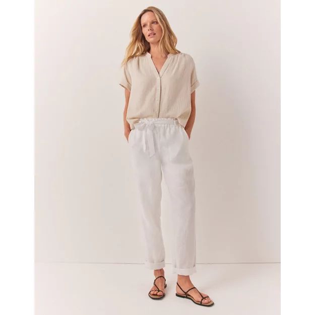 Linen Belted Tapered Trousers | The White Company (UK)