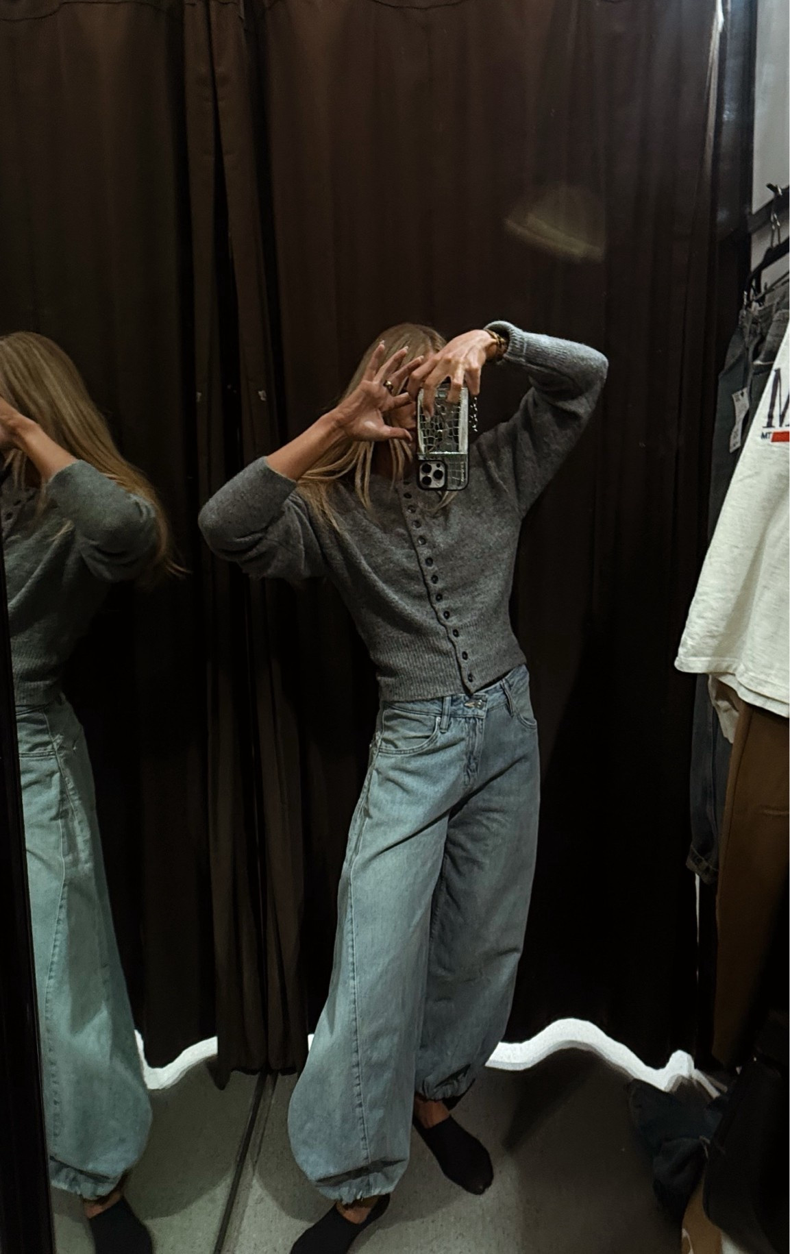 A couple of cute basics but with a twist. Do not size up in the jeans, if anything size down.
