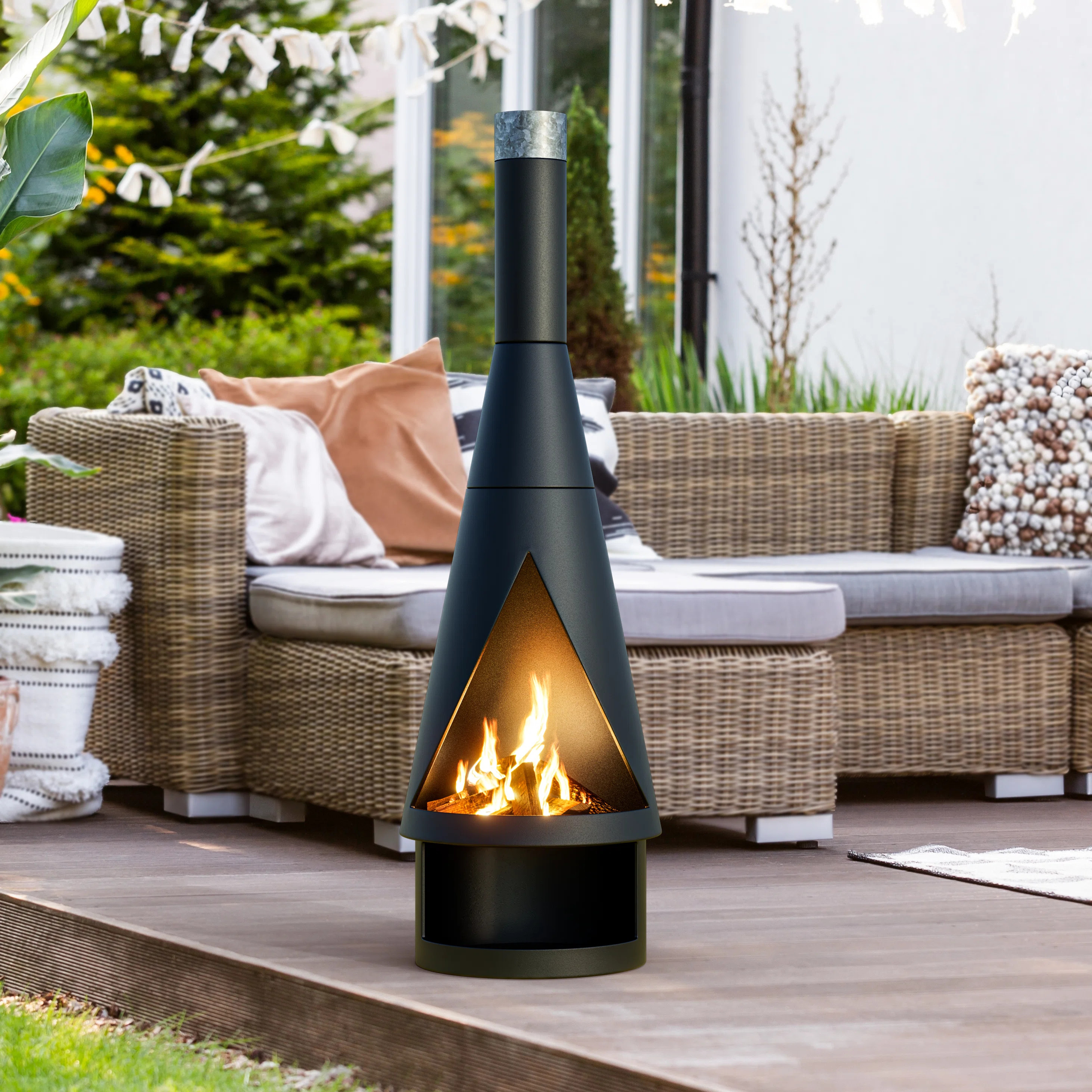 Allarna 56" H x 18" W Iron Wood Burning Outdoor Fireplace | Wayfair North America