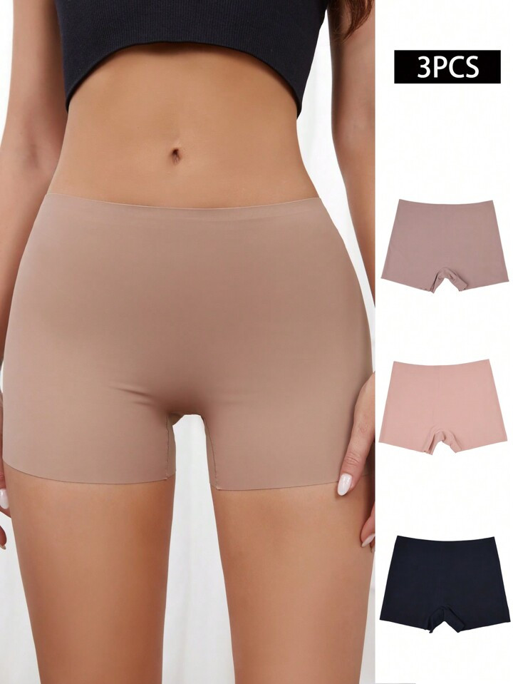 3pcs Comfortable Seamless Stretchy Breathable Boxer Shorts (no Visible Panty Lines) | SHEIN