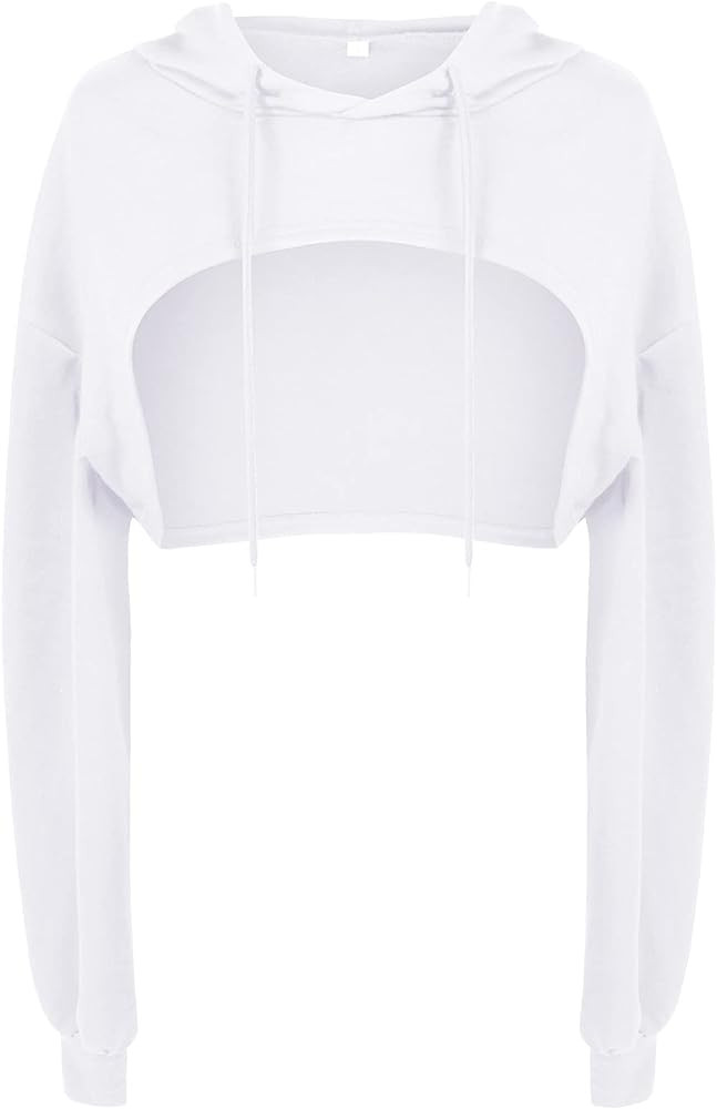 BEJONS Women Long Sleeve Cropped Super Crop Top Hoodies Sweatshirt Aesthetic Punk Hip Hop Dance S... | Amazon (US)