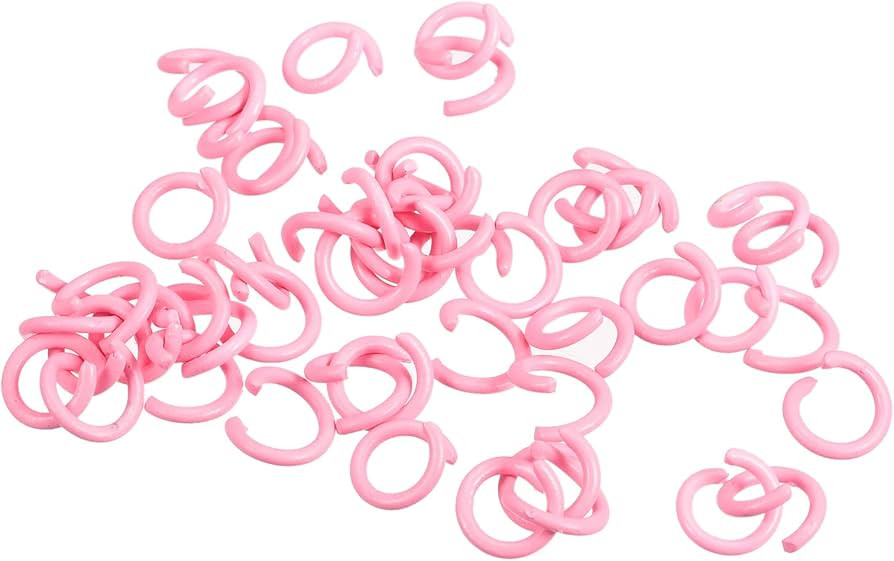 uxcell Open Jump Rings, 8mm Colorful O-ring Connectors for DIY Crafts, Carbon Steel, Pink, 48Pcs | Amazon (US)
