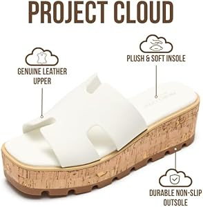 Project Cloud 100% Genuine Leather Wedge Platform Sandals Women Footwear - Memory Foam Insole and... | Amazon (US)