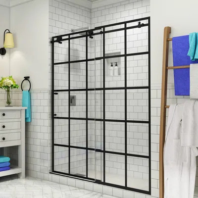 French Vienne 60" x 76" Single Sliding Frameless Shower Door | Wayfair North America