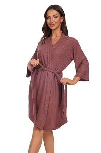 iniber Robes for Women Waffle Knit Bathrobe Soft Lightweight Knee Length Loungewear S-XXL | Amazon (US)
