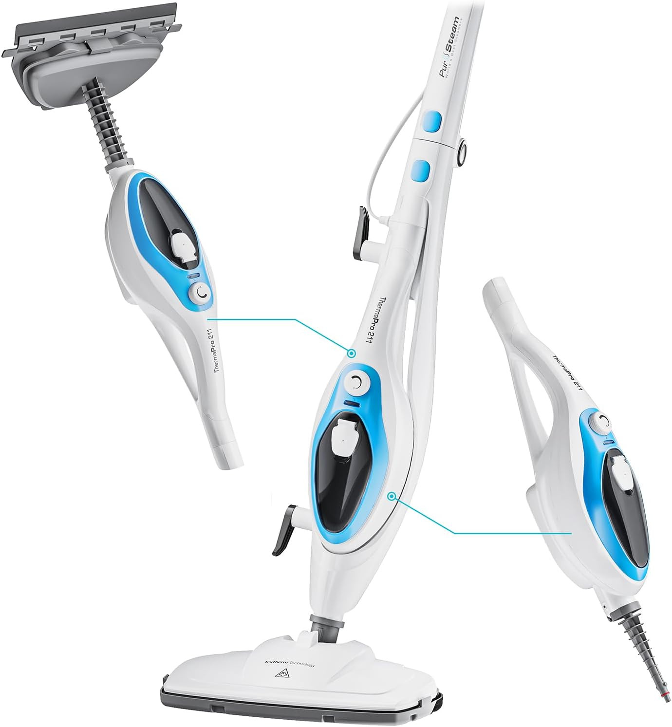 PurSteam 10-in-1 Steam Mop, Floor Steamer with Detachable Handheld Steam Cleaner for Tile, Hardwood Floors | Amazon (US)