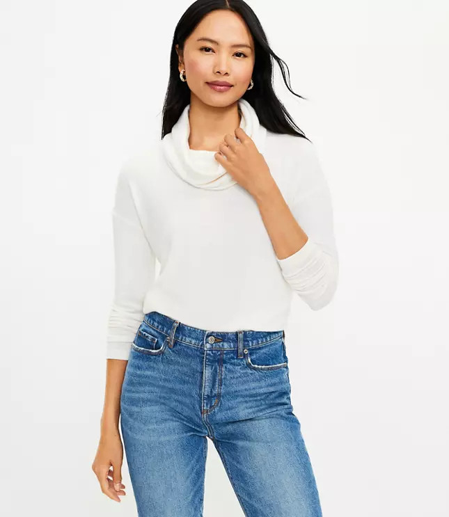 Cozy Jersey Cowl Neck Top | LOFT