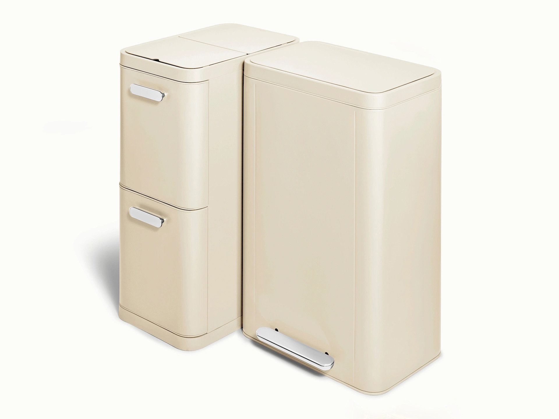 Dual Kitchen Trash Can & Recycling Bin – Modern Stainless Steel Waste System | Caraway | Caraway