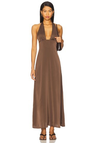 WeWoreWhat x REVOLVE Halter Deep V Maxi in Chestnut from Revolve.com | Revolve Clothing (Global)