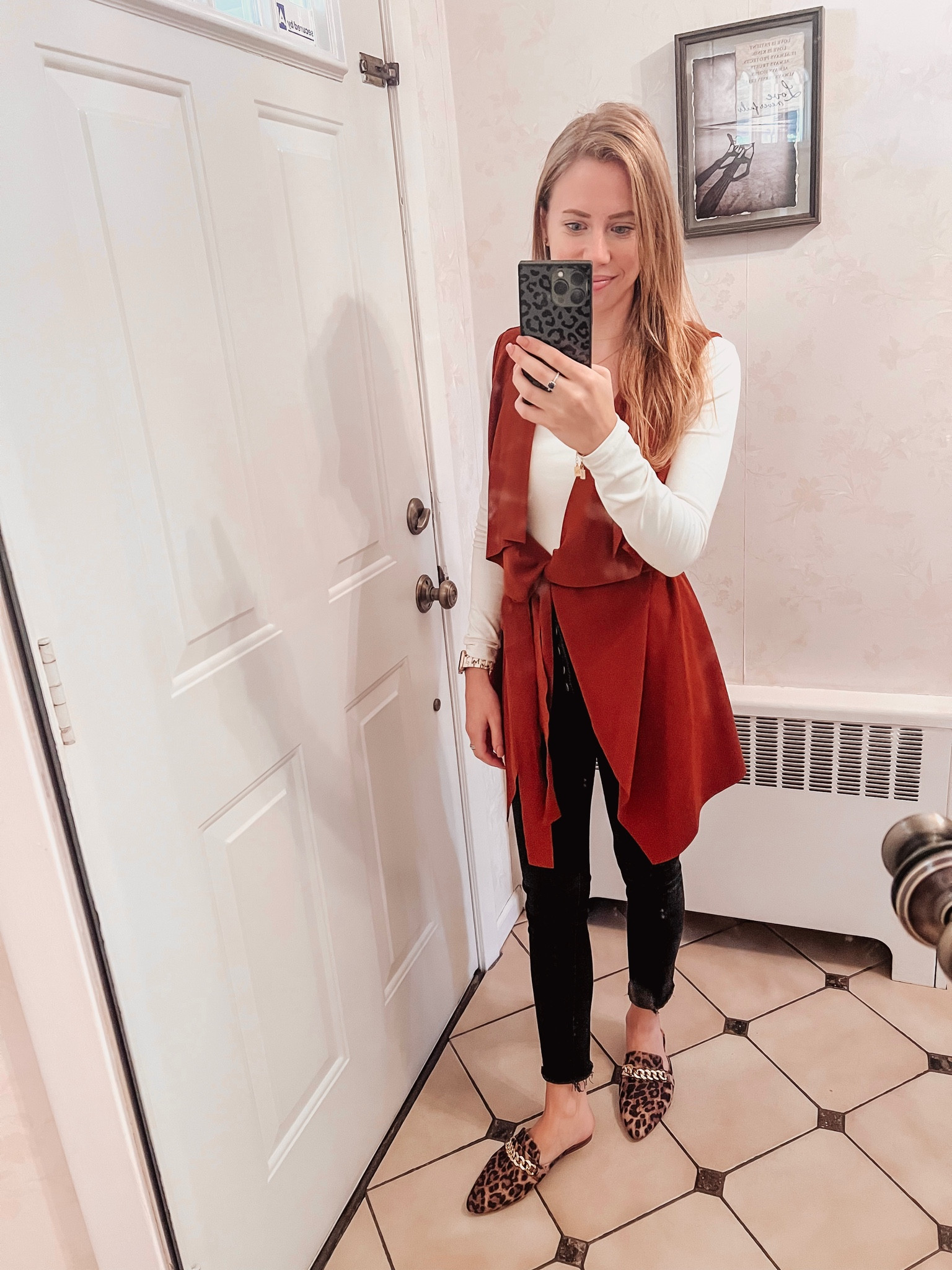 Fall = vests and mules 🍂🫶🐆

Shein vest / Steve Madden shoes / bodysuit / workwear / work outfit / fall outfit 

#LTKSeasonal #LTKstyletip #LTKworkwear