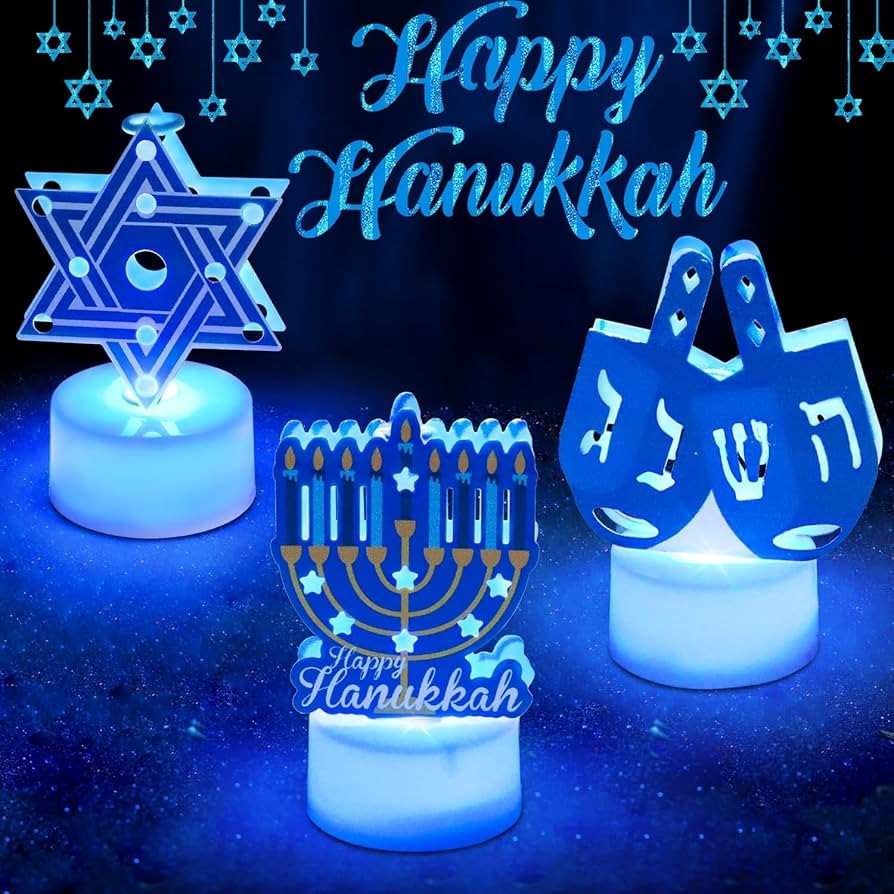 6 PCS Hanukkah Tea Lights Candles Battery Operated LED Flameless Tealight Candles, Blue Star of D... | Amazon (US)