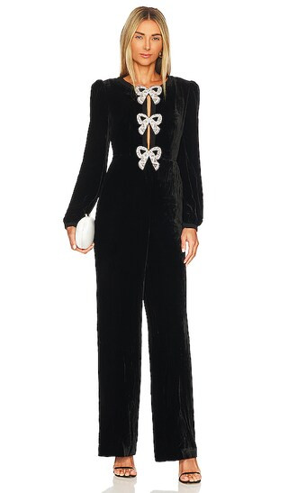 Camille Bows Jumpsuit in Black & Perl Bows | Revolve Clothing (Global)