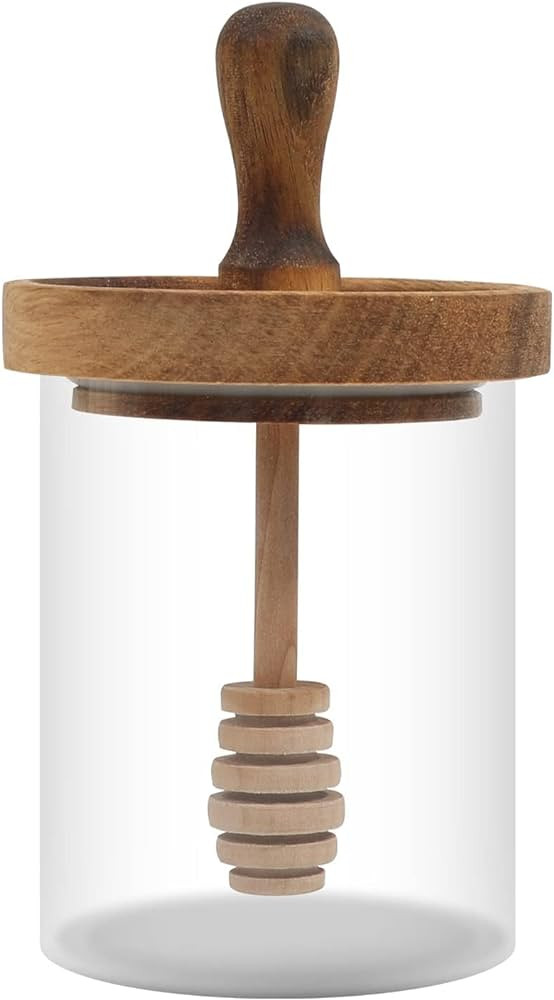 Honey Jar with Dipper and Lid - Glass Honey Pot with An Extra Wooden Dipper Stick, Home Kitchen H... | Amazon (US)