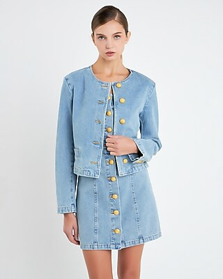 English Factory Cropped Denim Jacket | Express