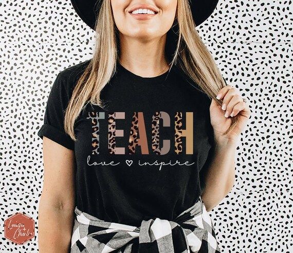 Teacher Shirt, Teach Love Inspire Leopard shirt, Teacher Leopard Shirt, Cute Teacher Shirt, Teach... | Etsy (US)