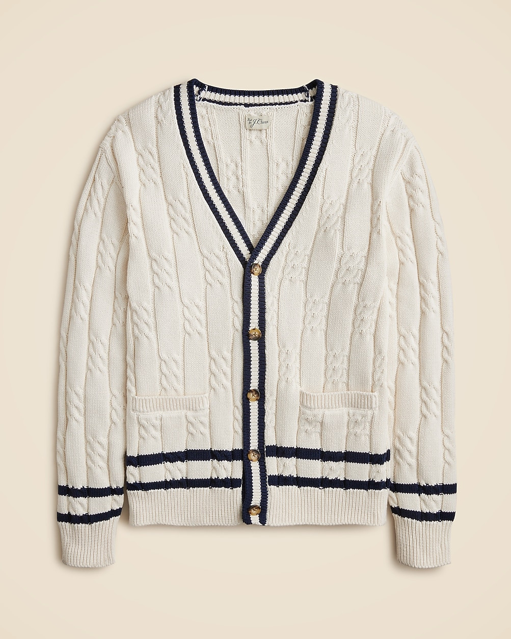 Cotton cable-knit varsity cardigan | J. Crew US