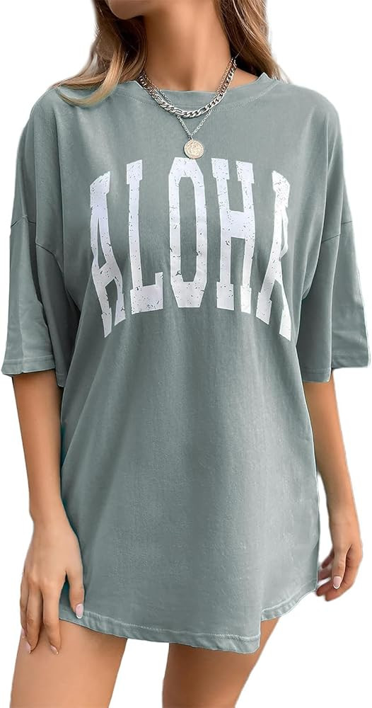 Remidoo Womens Distressed Oversized Tshirt Acid Wash Short Sleeve Western Graphic Tee | Amazon (US)