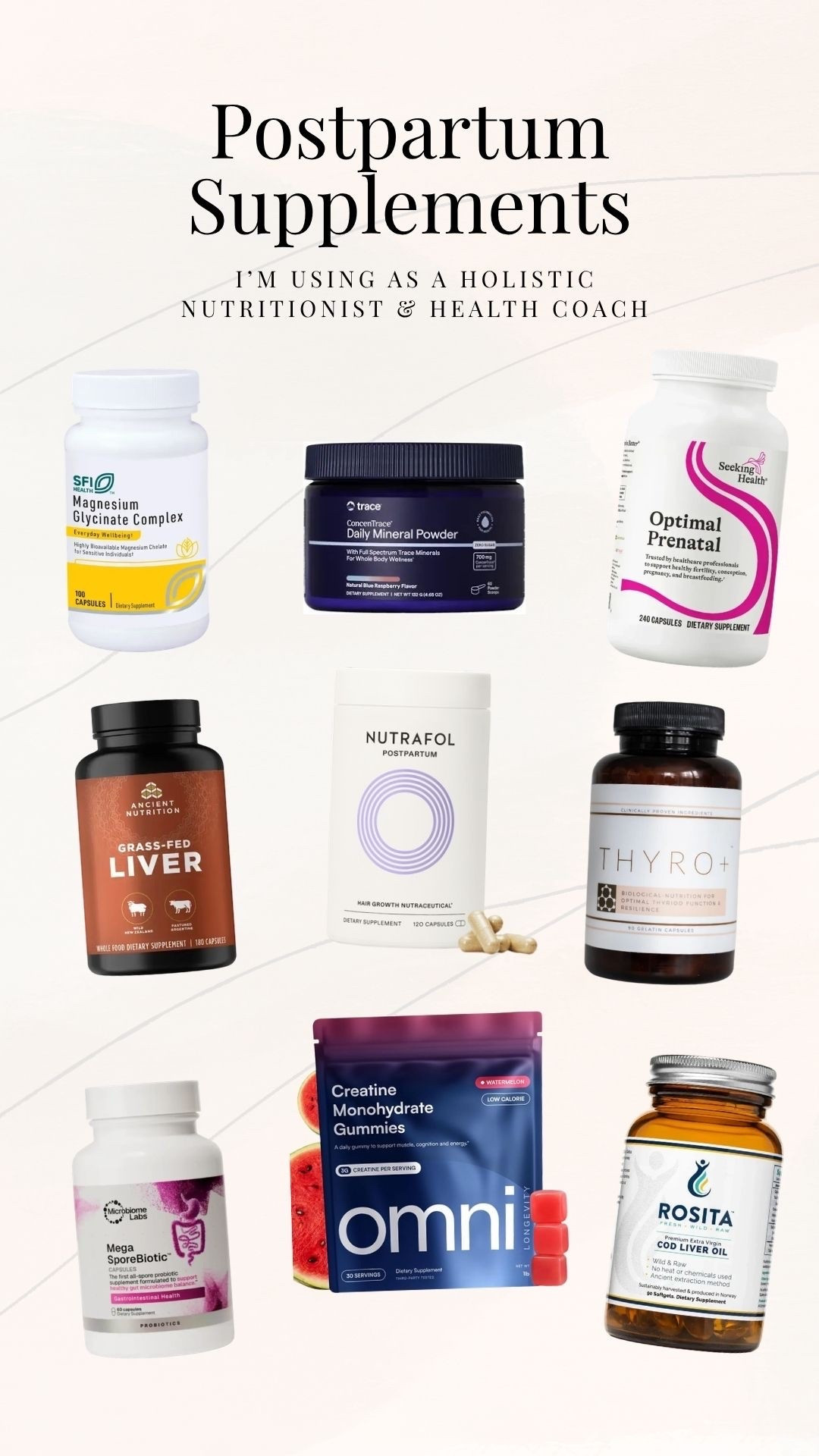 My current supplement stack for both pre-conception AND postpartum💊 (I tweak it slightly while pregnant - check out my pregnancy supplement post for more details)

The Thyro+ is from a website called Forever Healthy Living🫶🏼

#LTKselfcare #LTKmomlife #LTKmorningroutine
