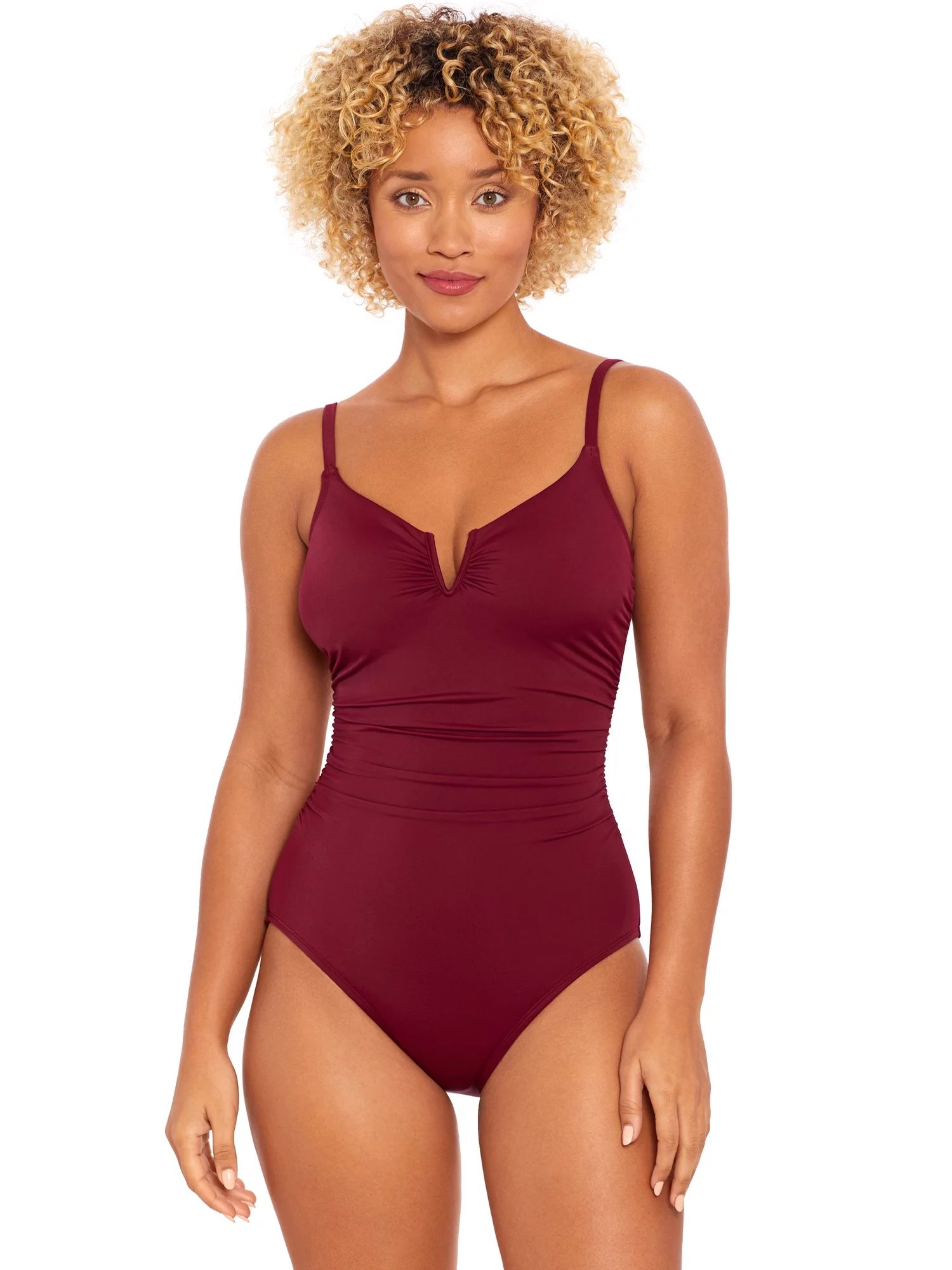 Time and Tru Women's V Wire Swimsuit, 1-Piece, Sizes XS-3X - Walmart.com | Walmart (US)