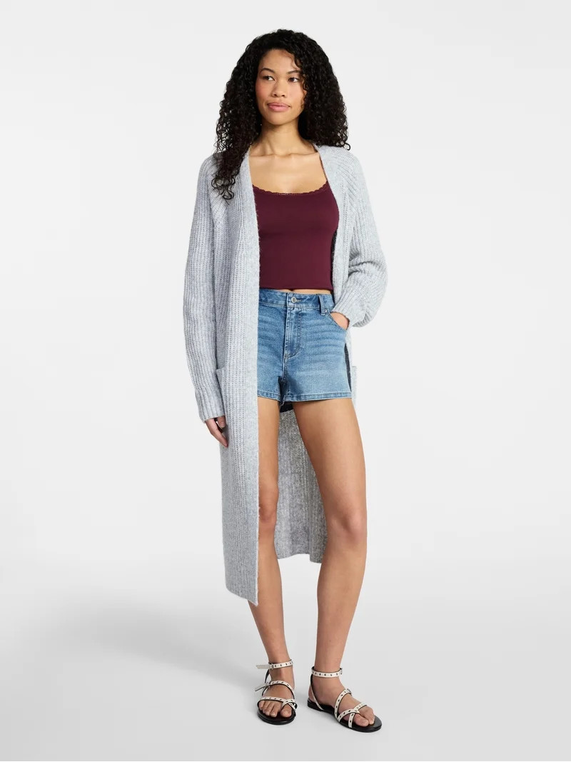 No Boundaries Ribbed Open Front Duster, Women’s XXS-XXL | Walmart (US)