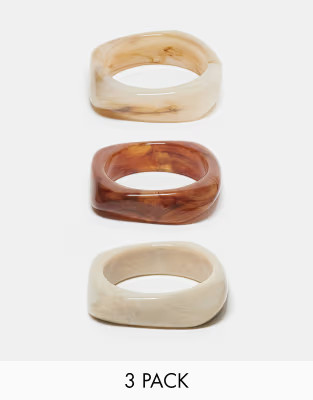 ASOS DESIGN pack of 3 bangles with resin neutral design | ASOS | ASOS (Global)