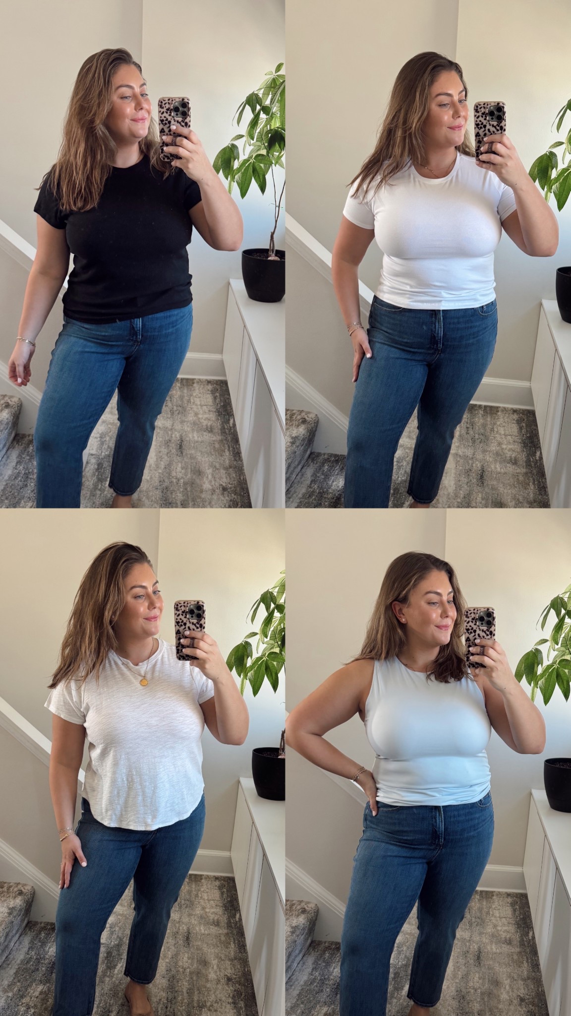 Wearing size 16 in all jeans. 
1. XXL in black short sleeve 
2. 2XL in white short sleeve 
3. 1X in white short sleeve 
3. 2X in tank top - use CARALYN20 at Spanx. 

#LTKStyleTip #LTKMidsize