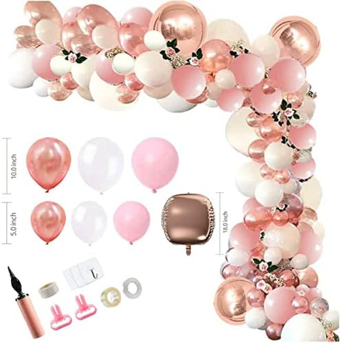 EUOPHYM 138pcs Rose Gold Balloon Garland Arch Kit Metallic Chrome Ballons with 4D Globos and Rose... | Amazon (US)