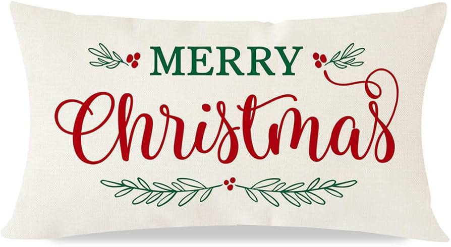 PANDICORN Merry Christmas Pillow Covers 12x20 Inch Farmhouse Christmas Decorations Lumbar Christm... | Amazon (US)