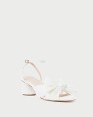 Dahlia White Pleated Bow Heel | Loeffler Randall