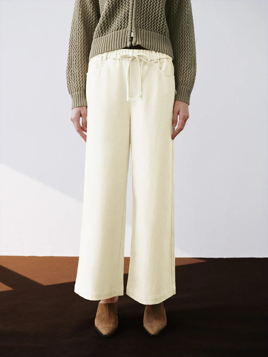 Drawstring Wasit Wide-Leg Pants | Urban Revivo