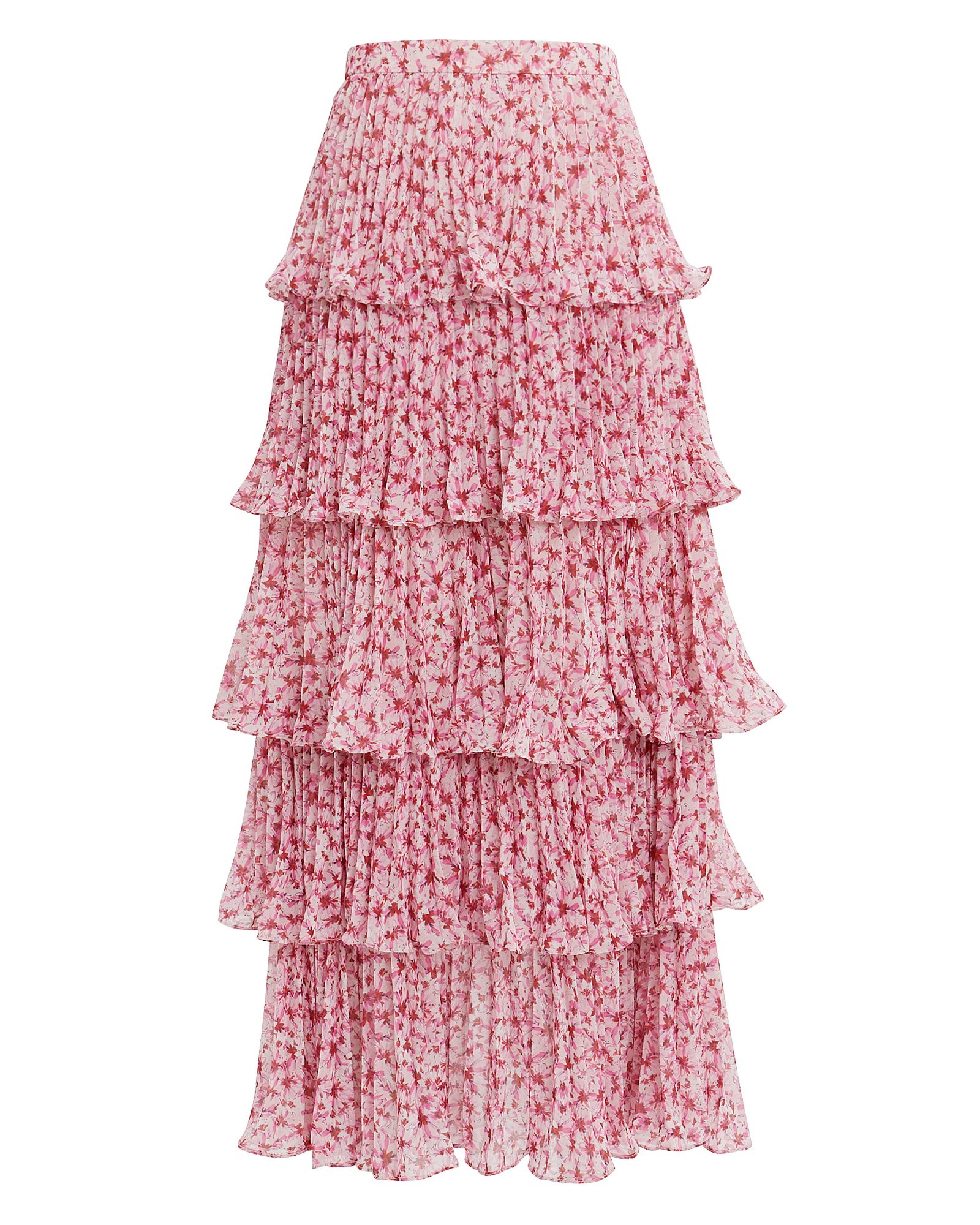 AMUR Paisley Tiered Maxi Skirt Pink Zero | Intermix