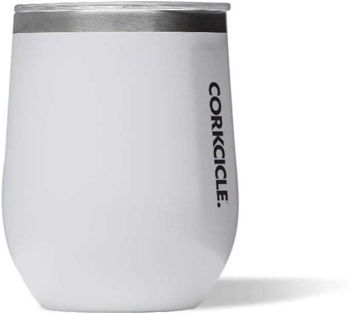 Corkcicle Classic 12 Ounce Stainless Steel Stemless Cup with Lid, Gloss White | Amazon (US)