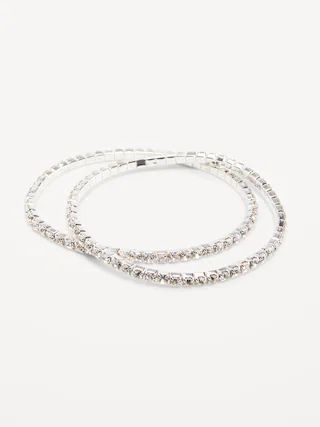 Silver-Plated Rhinestone Stretch Bracelet Set for Women | Old Navy (US)