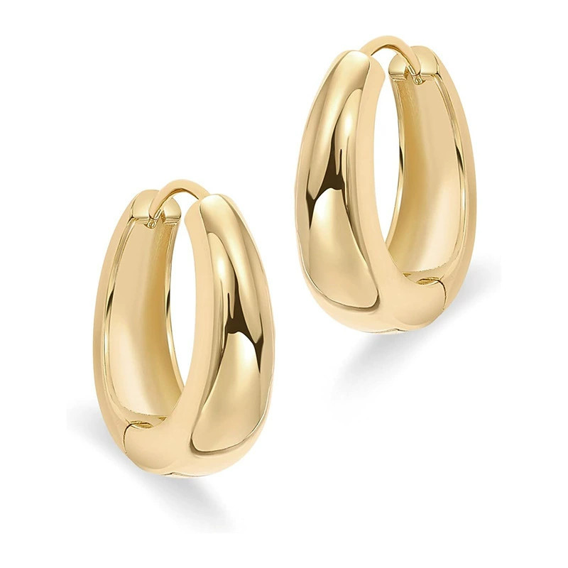 14K Gold Plated Sterling Silver Post Small Chunky Hoops Earrings | Thick Lightweight Gold Hoop Ea... | Walmart (US)