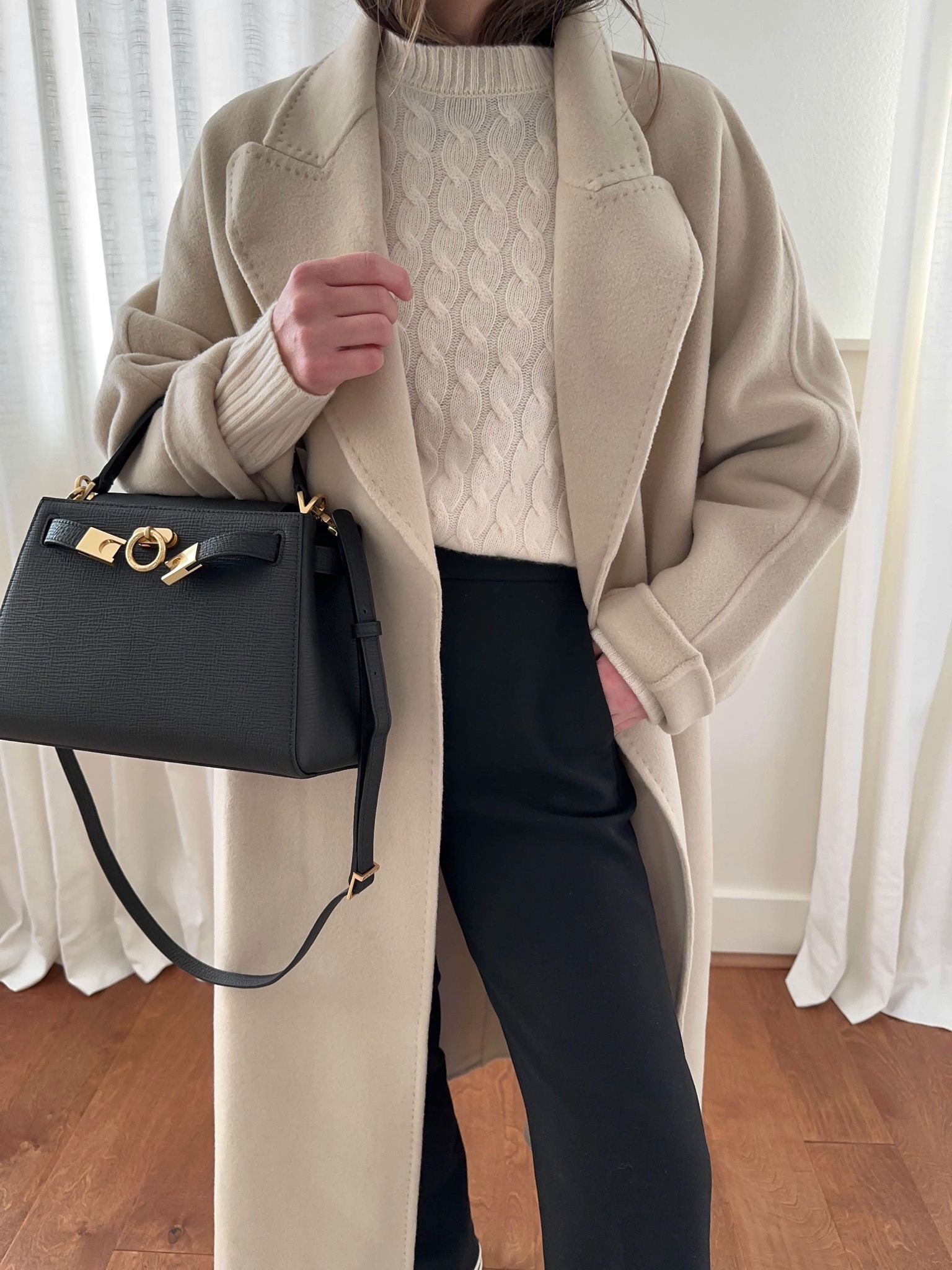 Beautiful neutral cream tones. This sweater is stunning, love the details. I sized up to a small. Coat runs oversized, but in a really great way. On sale!

Coat - Gentle Herd xs
Sweater - j.crew small
Pants - J.crew petite 0
Bag - Paris’s Wang
Sneakers - Converse  5

Petite style, tonal style, neutral outfit, capsule wardrobe, minimal Style, street style outfits

#LTKstyletip #LTKsalealert #LTKitbag