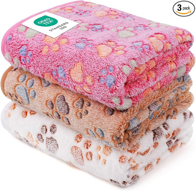 Luciphia Dog Blanket 3 Pack, Soft Cozy Fleece Throw for Puppy Cat,23"x16" | Amazon (US)