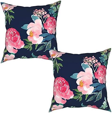 Nonebrand Watercolor Peony Navy and Pink Throw Pillow Covers,Floral Pattern Decorative Pillowcase Do | Amazon (US)