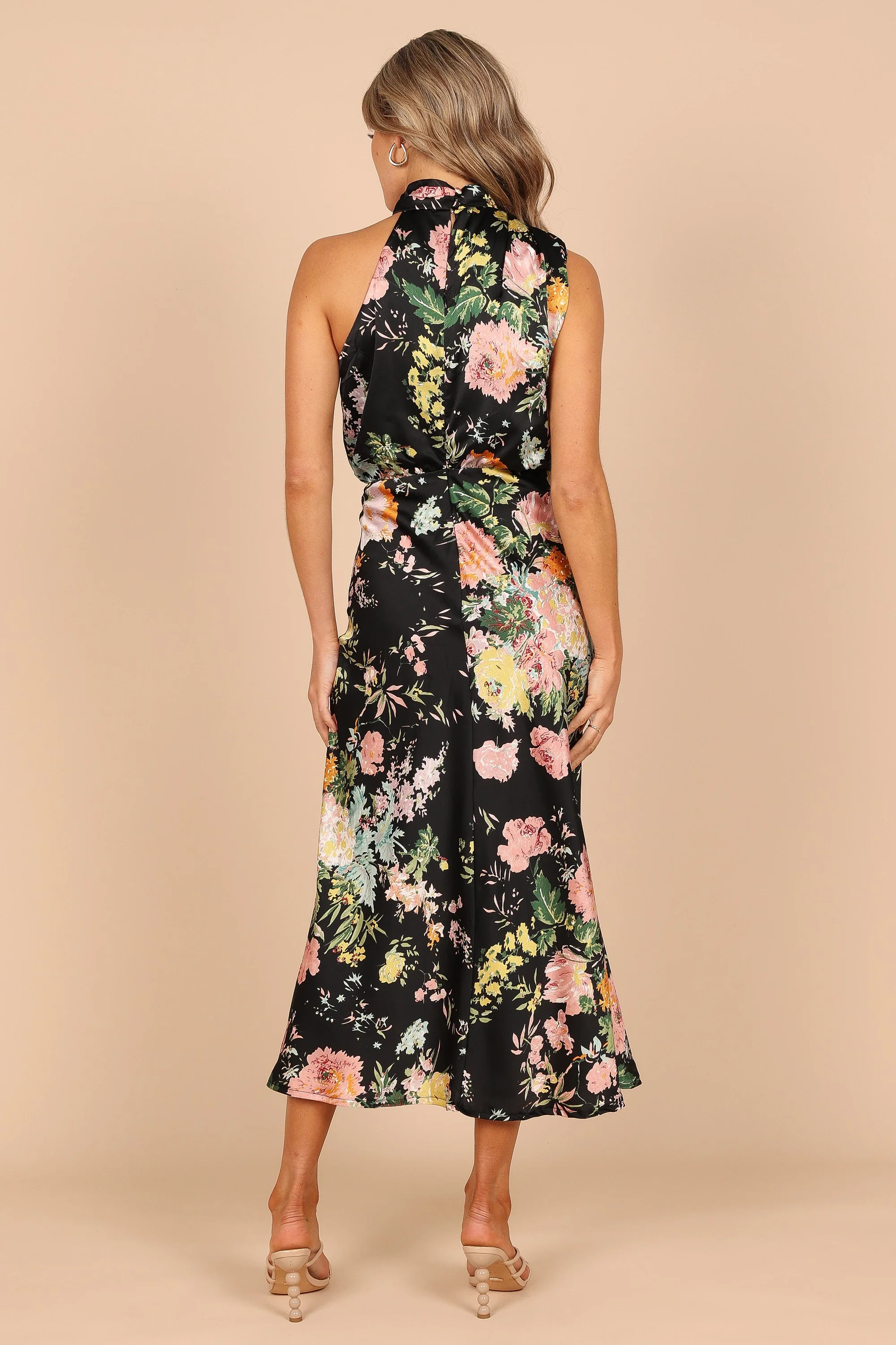 Anabelle Halter Neck Midi Dress - Black Floral | Petal & Pup (US)