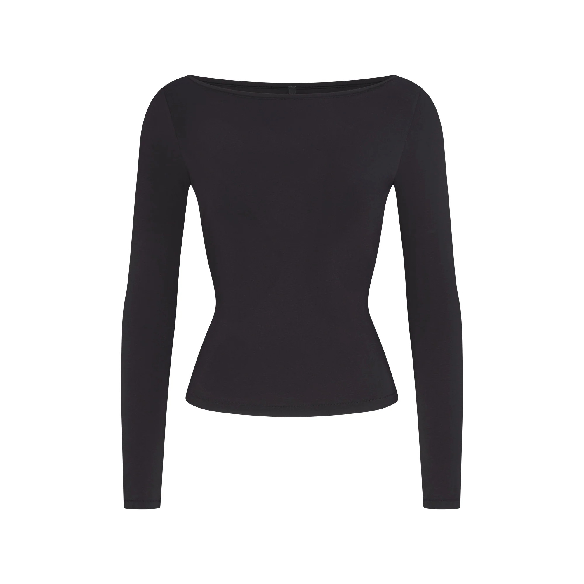 COTTON JERSEY LONG SLEEVE BOATNECK TOP | SOOT | SKIMS | SKIMS (US)
