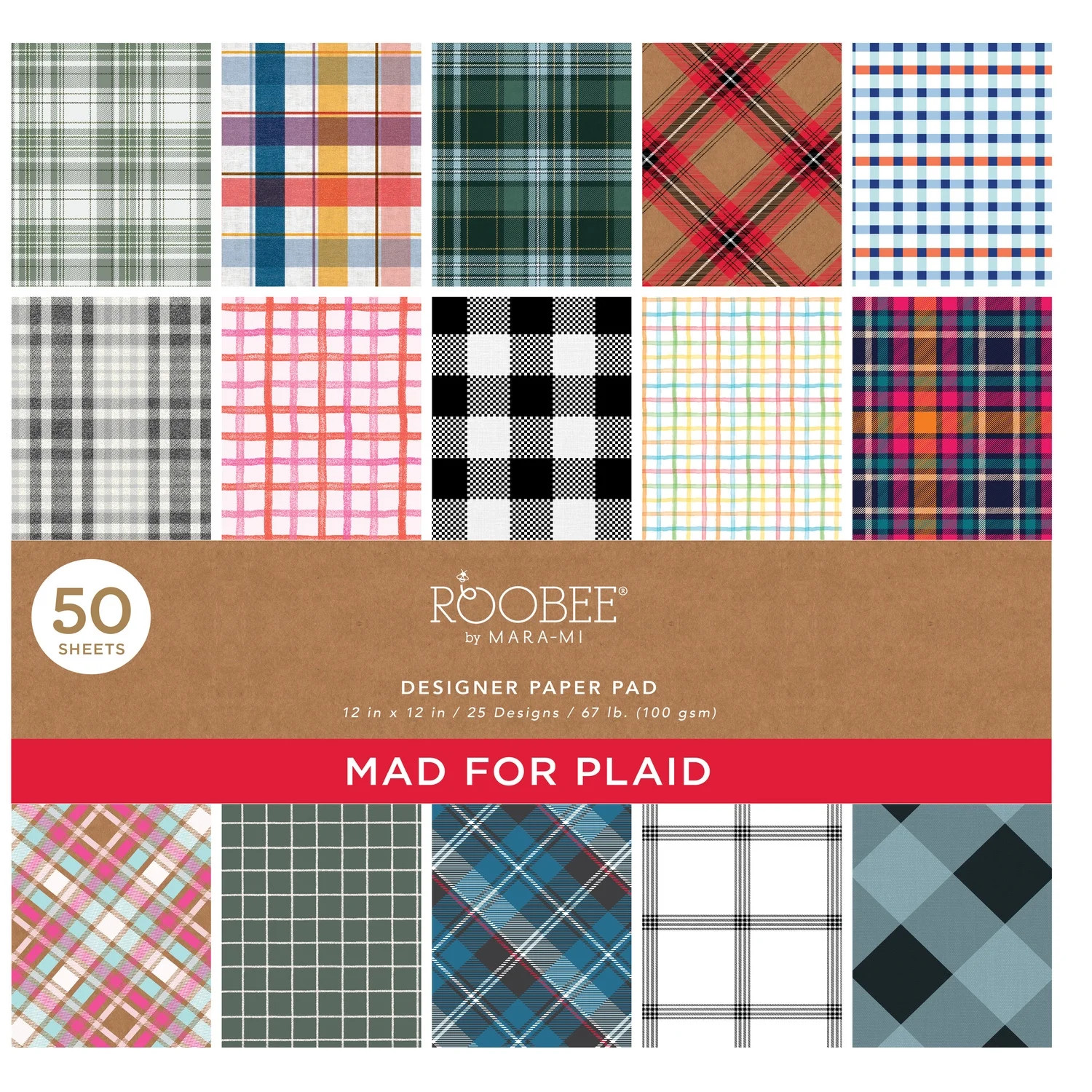 Roobee by Mara Mi Multicolor Traditional Plaid Paper Pad, 50 Sheets, 25 Designs | Walmart (US)