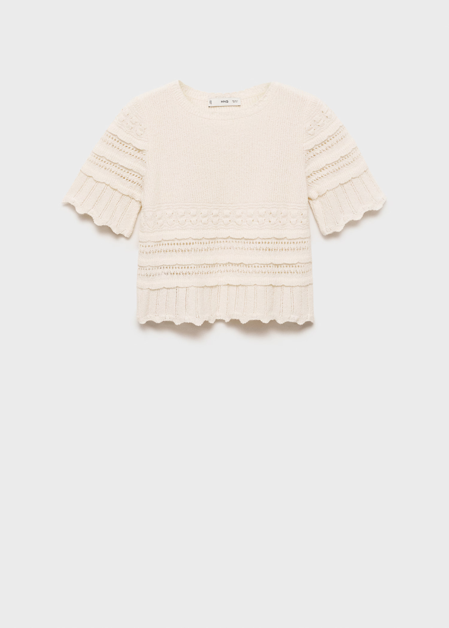 Short-sleeved sweater with openwork details - Woman | MANGO USA | MANGO (US)