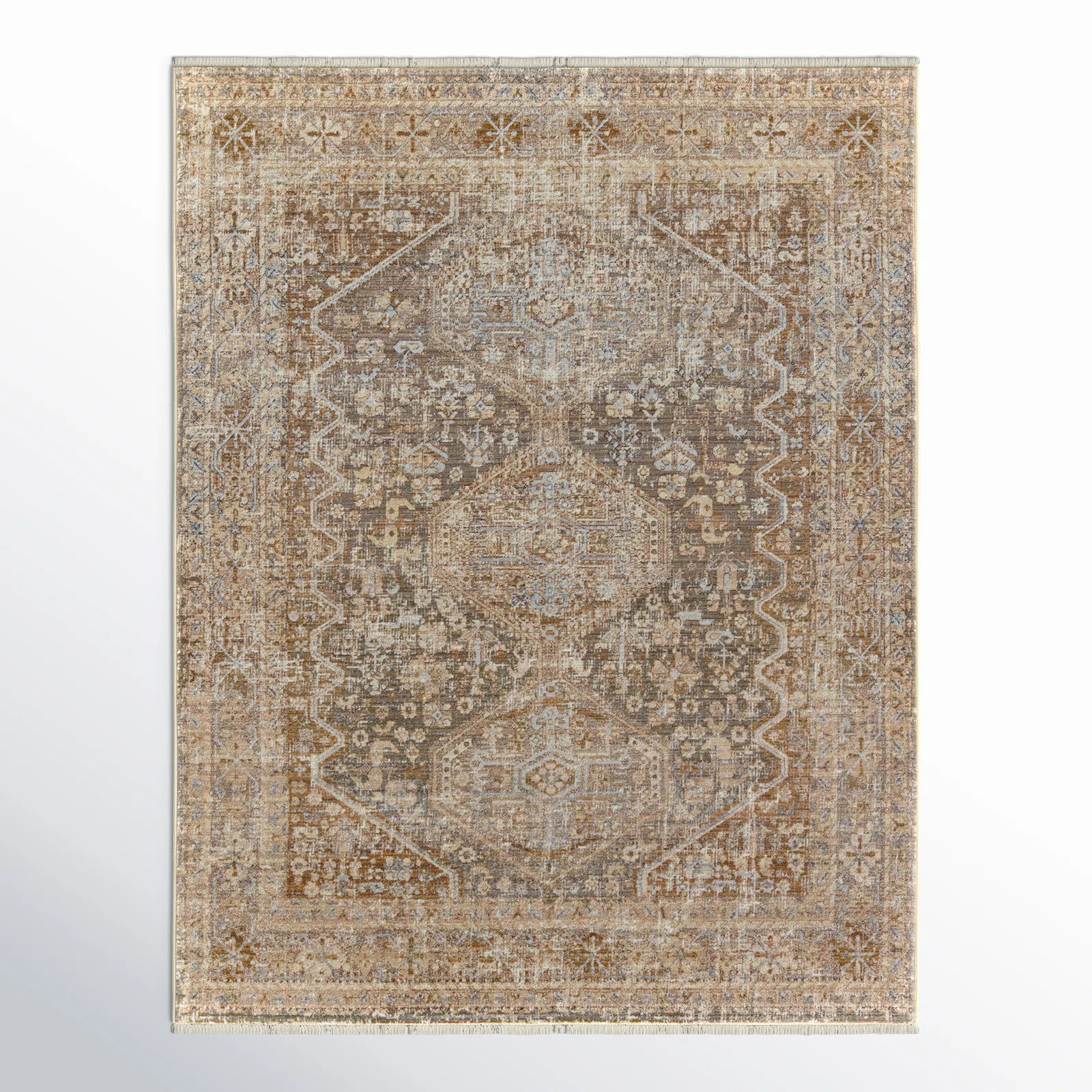 Clemente Oriental Machine Woven Polypropylene Area Rug in Tan/Taupe | Birch Lane