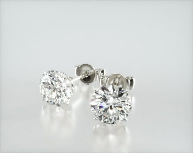 earrings, diamond stud earrings, 14k white gold four prong round brilliant lab created diamond st... | JamesAllen
